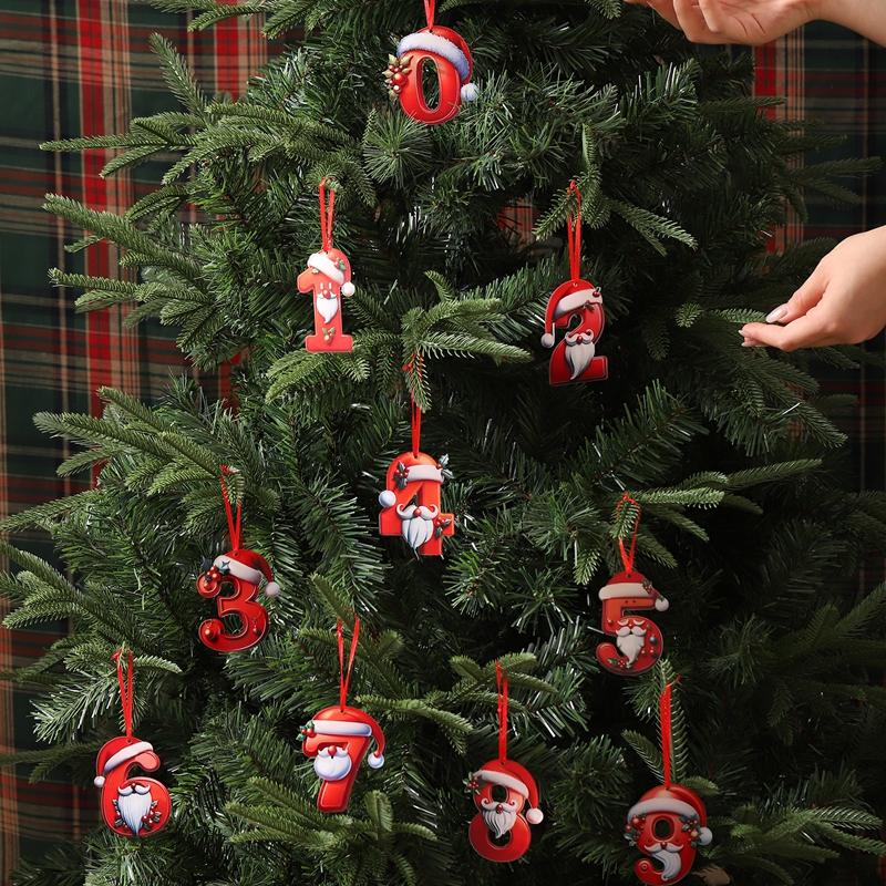 8CM Artificial Acrylic Christmas Numbers 0-9 Xmas Tree Hanging Ornaments for Home Party Decor New Year Gift 2025 Navidad