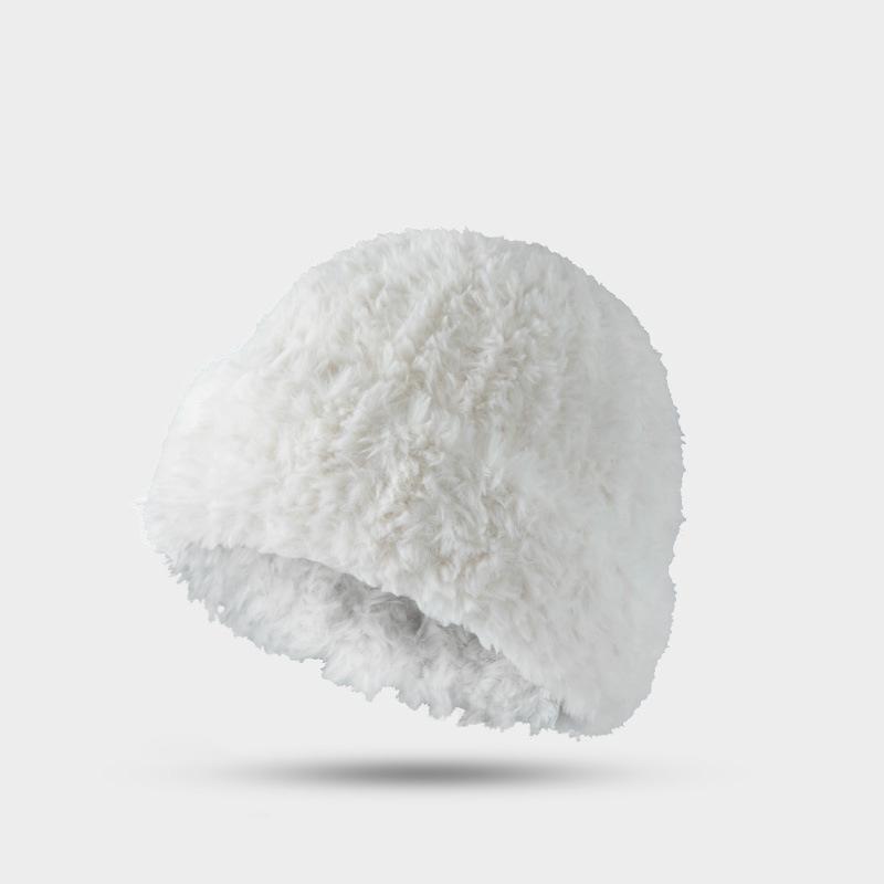 Gorro de lana de cabeza grande para mujer, gorro de moño tejido para otoño e invierno, gorros gruesos blancos cálidos