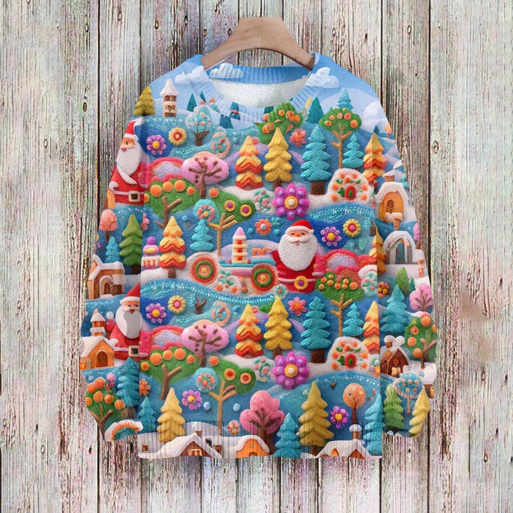 Vánoční mikiny pro ženy Pletený svetr Roztomilá košile Podzimní svetry s výstřihem