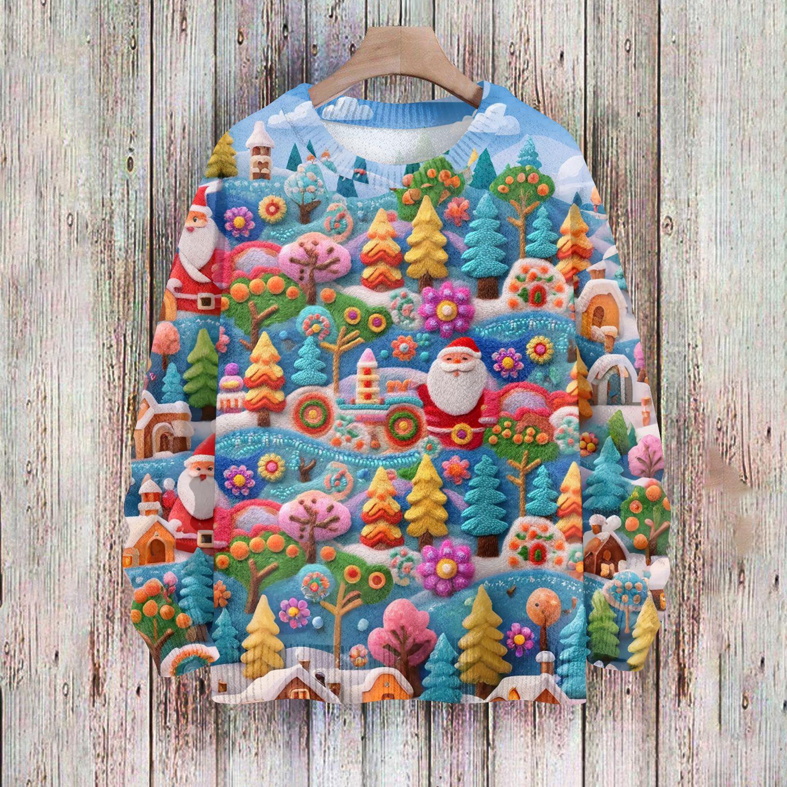 

Рождественские толстовки для женщин Вязаный свитер Милая рубашка Осенний свитер с круглым вырезом Топы S