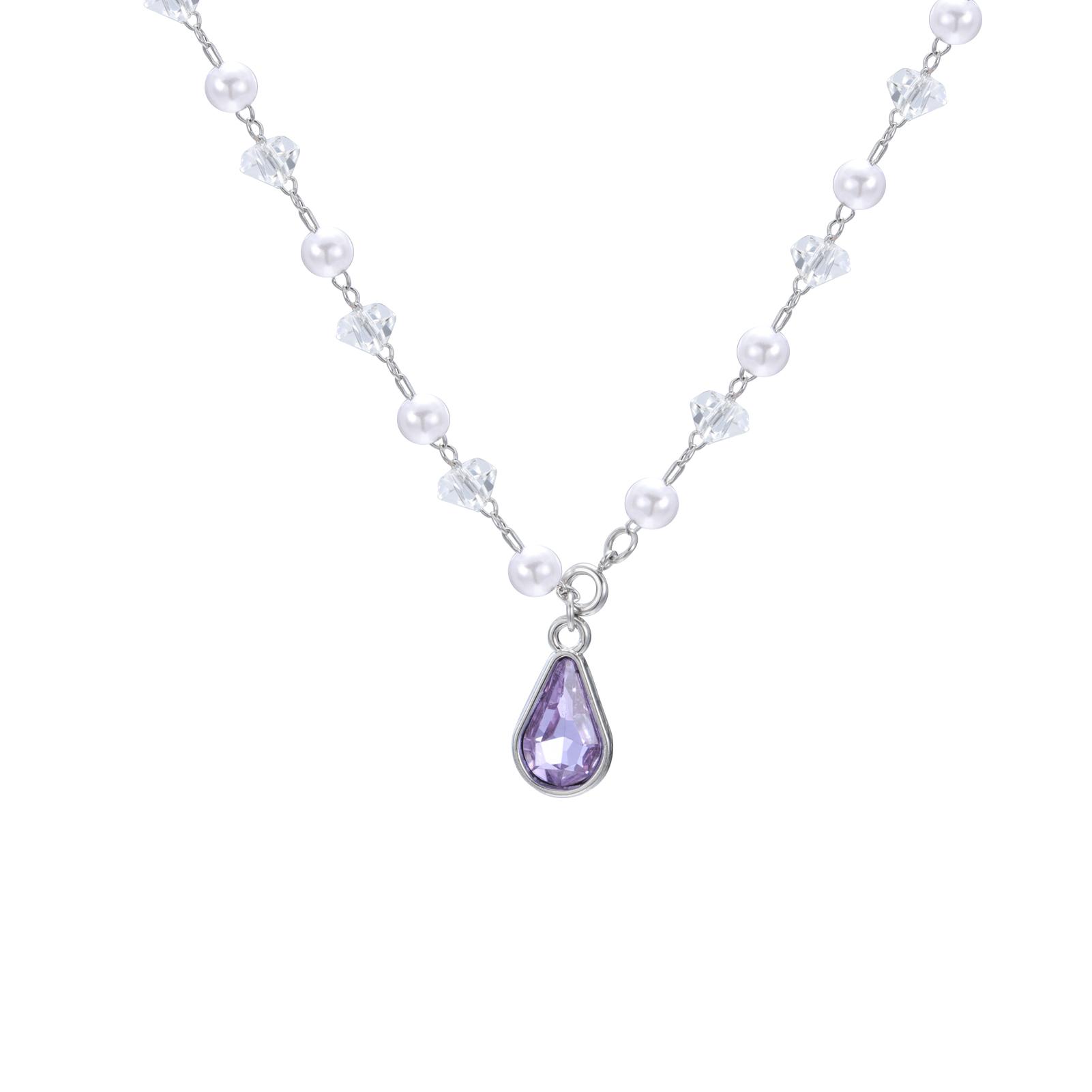 

My Shape Luxurious WaterDrop Pendant Necklace Single Zircon Charm Clear Stone Choker Perfect for Parties Great Gift for Friends