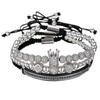 Fashion versatile micro-inlaid 11 1mm diamond ball braided high crown 1 diamond double row diamond crescent bracelet bracelet set