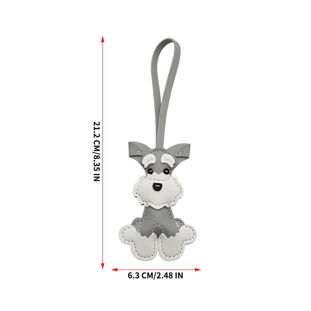 Adorable PU Leather Dog Keychain Pendant Collectible Charm Ornament for Teens Women Men Kids Animal Lovers Travel Bags