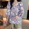 ZANZEA Women Summer Floral Print U Neck Lantern 3/4 Sleeve Blouses