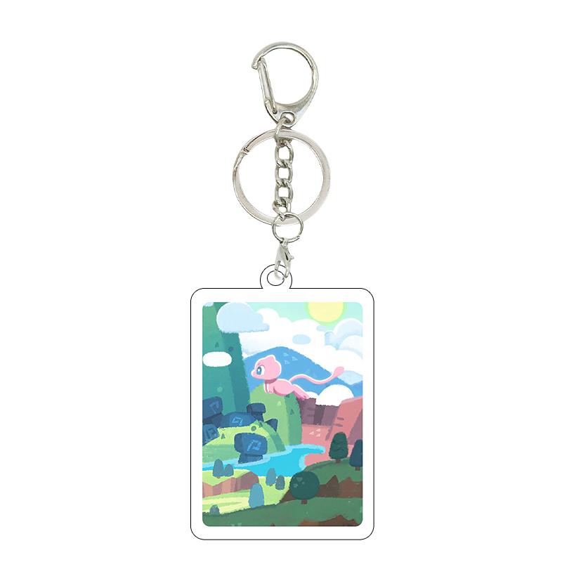 Anime Cartoon Gengar Psyduck Mew Bulbasaur Anime Game Characters Acrylic Pendant PKM Ptcg Decor Key Chain Ring for Fans Gifts