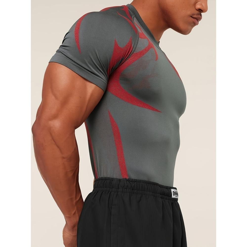 New Sports Printed Short Sleeved Seamless Design Shirt, Fitness T-shirt Suitable for Gym Running Muscles