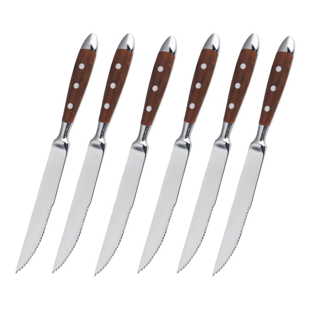 6piece stainless steel handle kitchen knife set suitable for home kitchen and dining room including steak knife forks and spoons