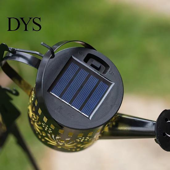 Automatic Dusk to Dawn Lighting Solar Watering Can Lantern, Metal Fairy Garden Light, Outdoor Patio Path Decor Waterproof Stake Light for Lawn