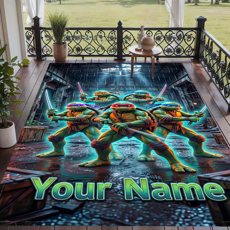 Custom Text Teenage Mutant Ninja Turtles Pattern Floor Rug Soft Indoor Carpet Mat Living Room Bedroom
