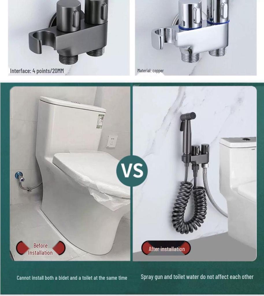 High-Pressure Stainless Steel Toilet Bidet Spray Set with Angle Valve