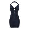 Fashion Women's Color Sexy V-Neck Irregular Sling Backpack Hip Dress