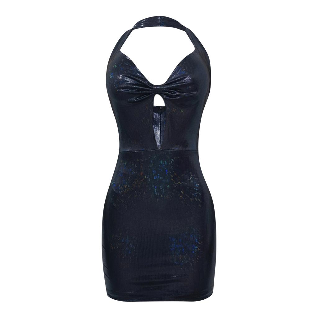 Fashion Women's Color Sexy V-Neck Irregular Sling Backpack Hip Dress