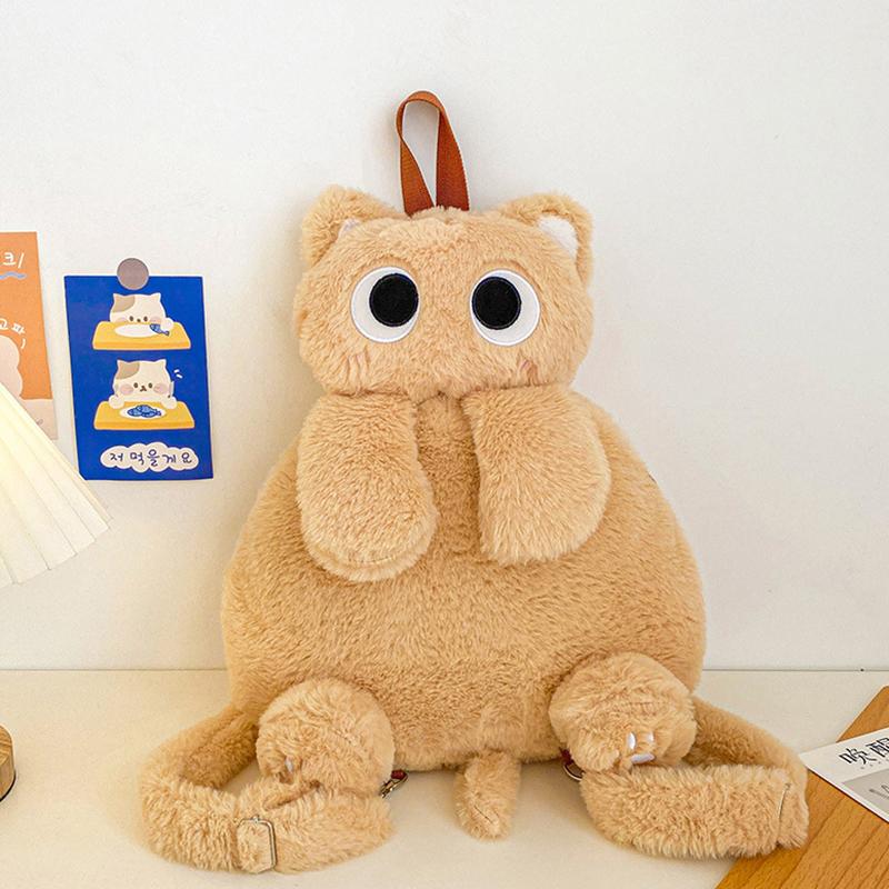 Kawaii Katt Plysjleke Ryggsekk Søt Stor Kapasitet Kosedyr Vesker Tegneserie Plysj Katt Ryggsekk Barn Bursdagsgaver