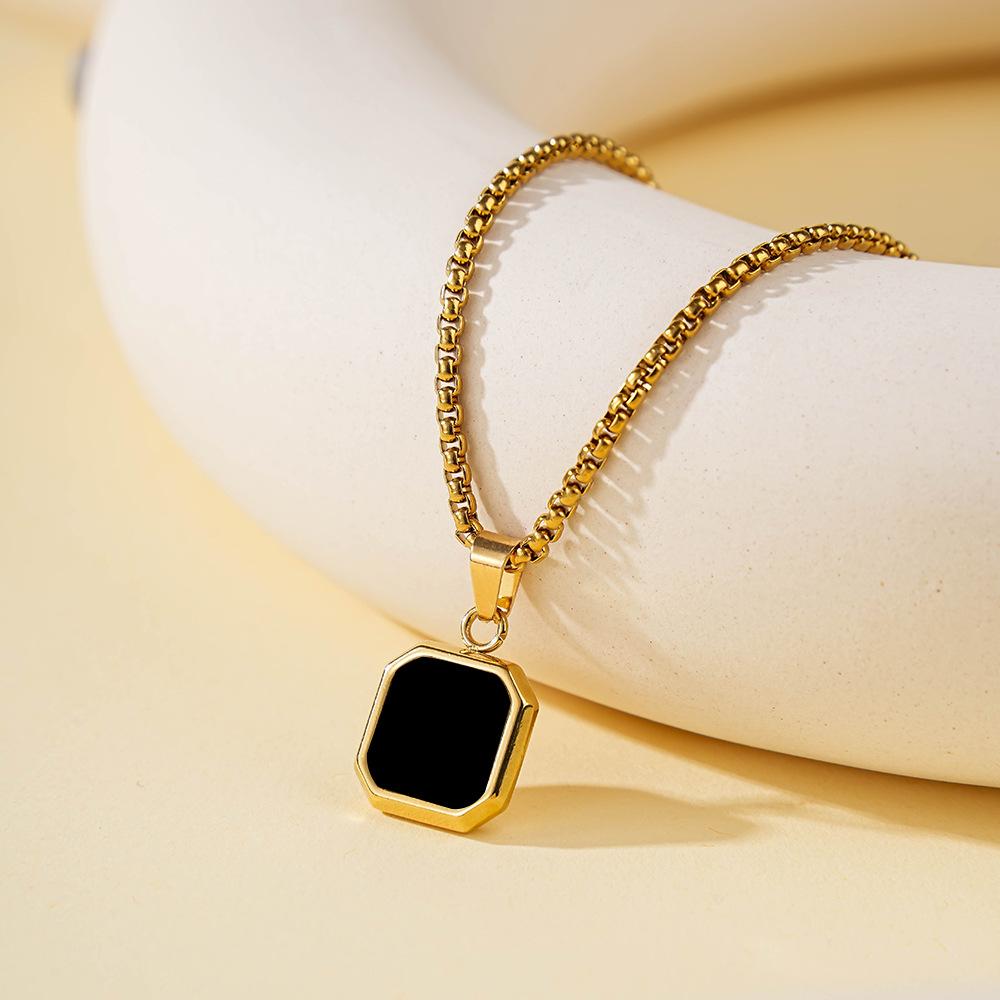 

1 шт. Простая панк-подвеска черного цвета на цепочке из нержавеющей стали, повседневный и деловой аксессуар для мужчин one-size