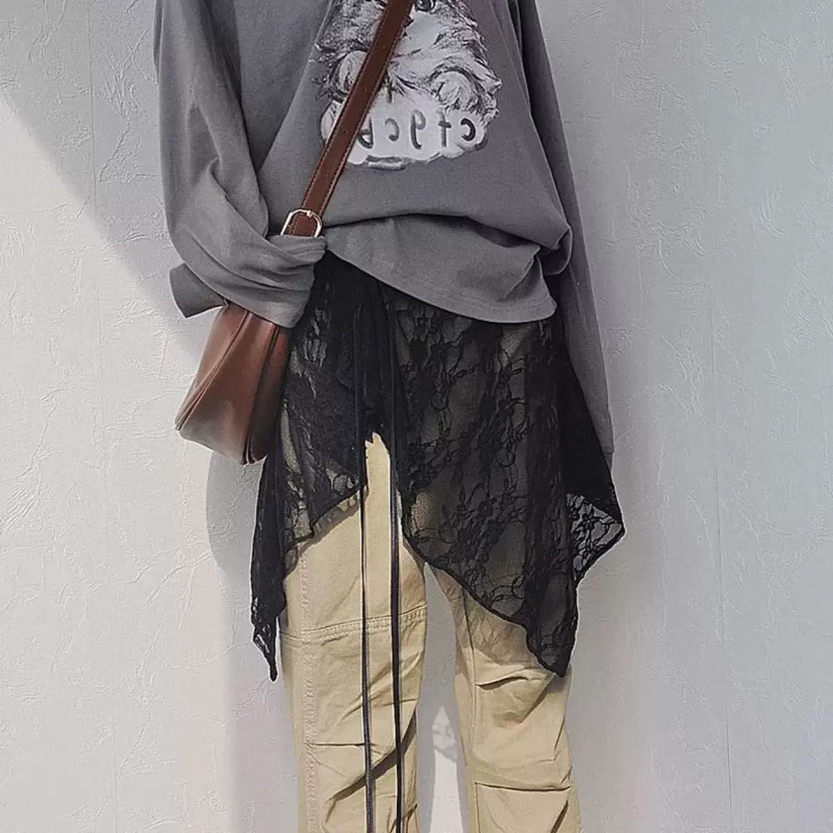 Korean Style 2025 Elegant Lace Gauze Skirt with Versatile Tie and Irregular Design