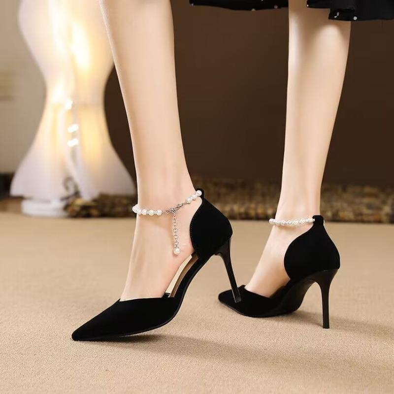 Fashion 2025 New High-quality Shoes Fashionable and Elegant High Heels Summer Rhinestone Pearl Decoration Sexy Stiletto Sandals