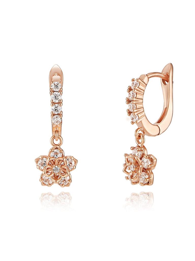 14K Blossom Cubic One-Touch Earrings (Gold Pin) ELGPEE426