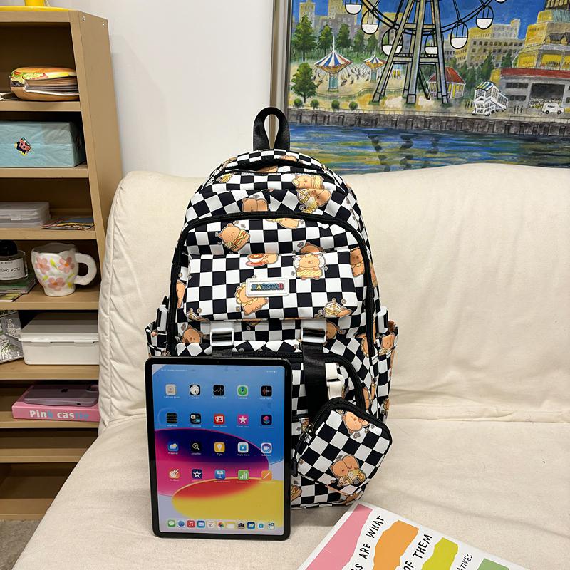 Printed Student Schoolbag Women's Large Capacity Travel Backpack with Coin Purse