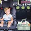 Sac Organisateur de Couches Bébé Portable Panier de Rangement pour Couches avec Poignée Multi-Compartiments Panier de Rangement pour Chambre d'Enfant pour Nouveau-né