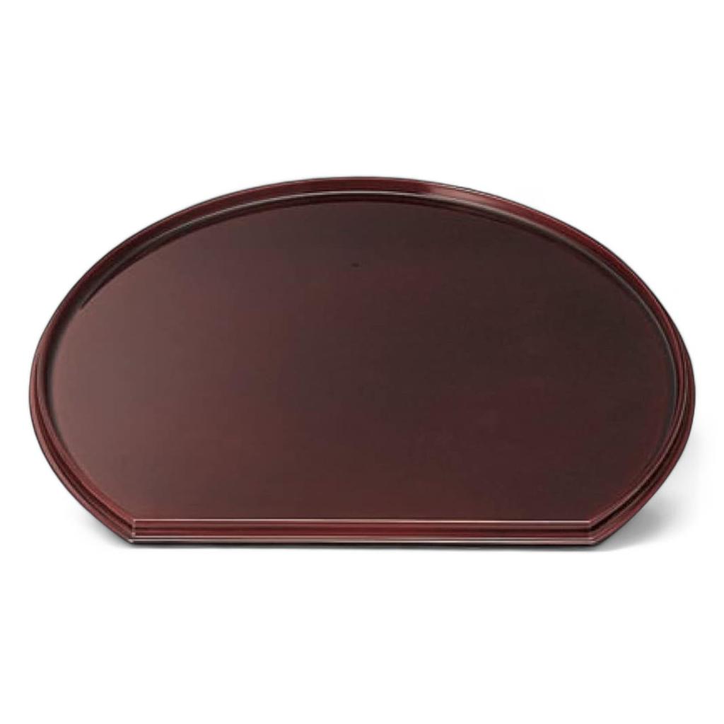 New Tray Tame Bisha Black with Vermilion Lacquerware Made In Japan J-kitchens 4-shaku (1.5-inch) Half-Moon Double-Sided (Tray) / Red, 42cm, (ABS