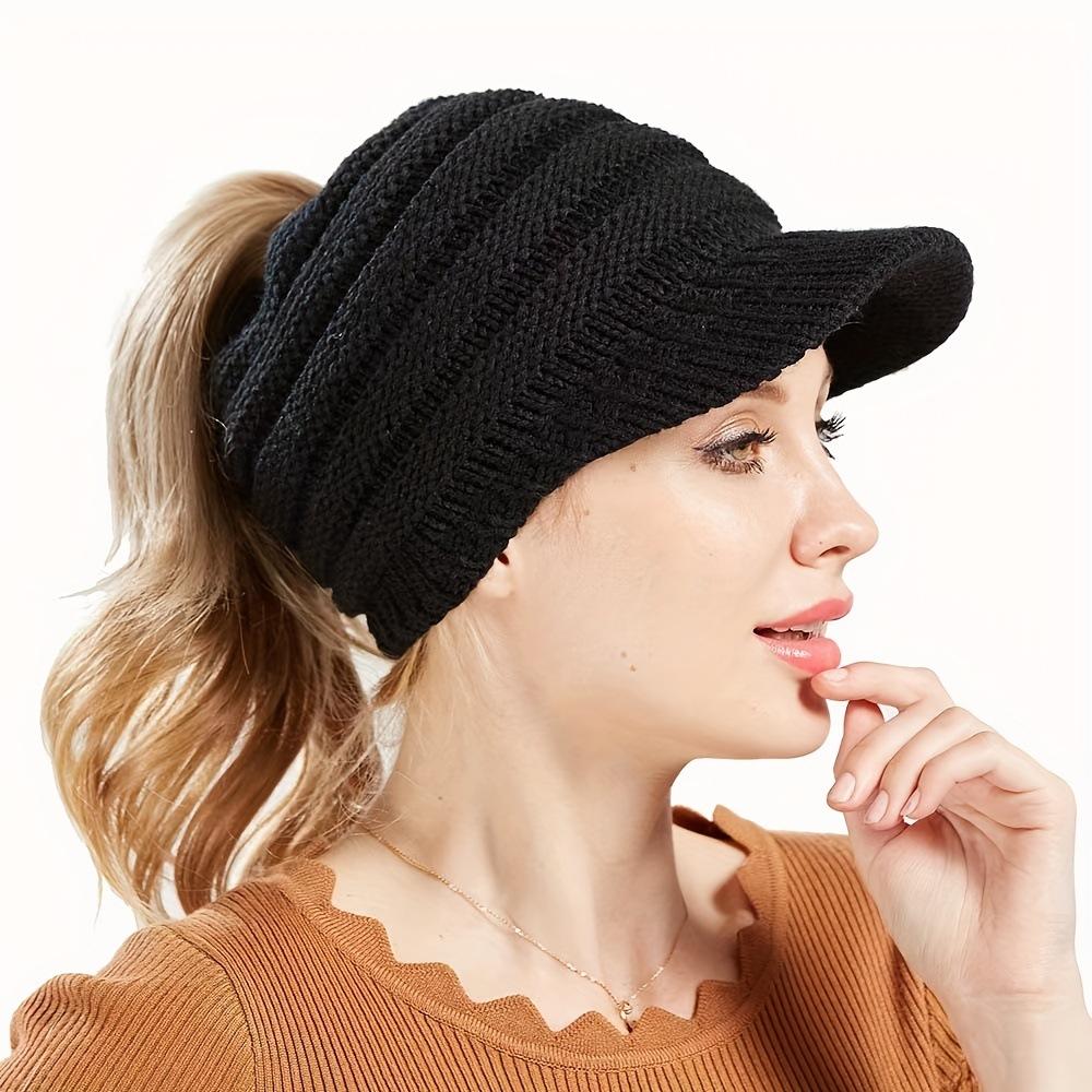 JYL TS DIY Knit Baseball Cap Ponytail Sports Hat Acrylic black_ бронзовый желтый