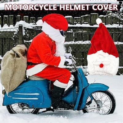 Motorcycle Helmet Cover Santa Claus Hat Helmet Cover Motorcycle Helmet Decoration Christmas Hat Decoration For Motorcycle H B6V2