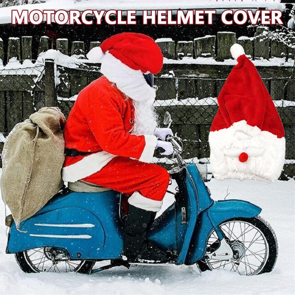 Santa Cycling Helmet Christmas Motorcycle Helmet Cover Full Face Safe Hat Santa Claus Racing Cap Merry Christmas Decoration Gift