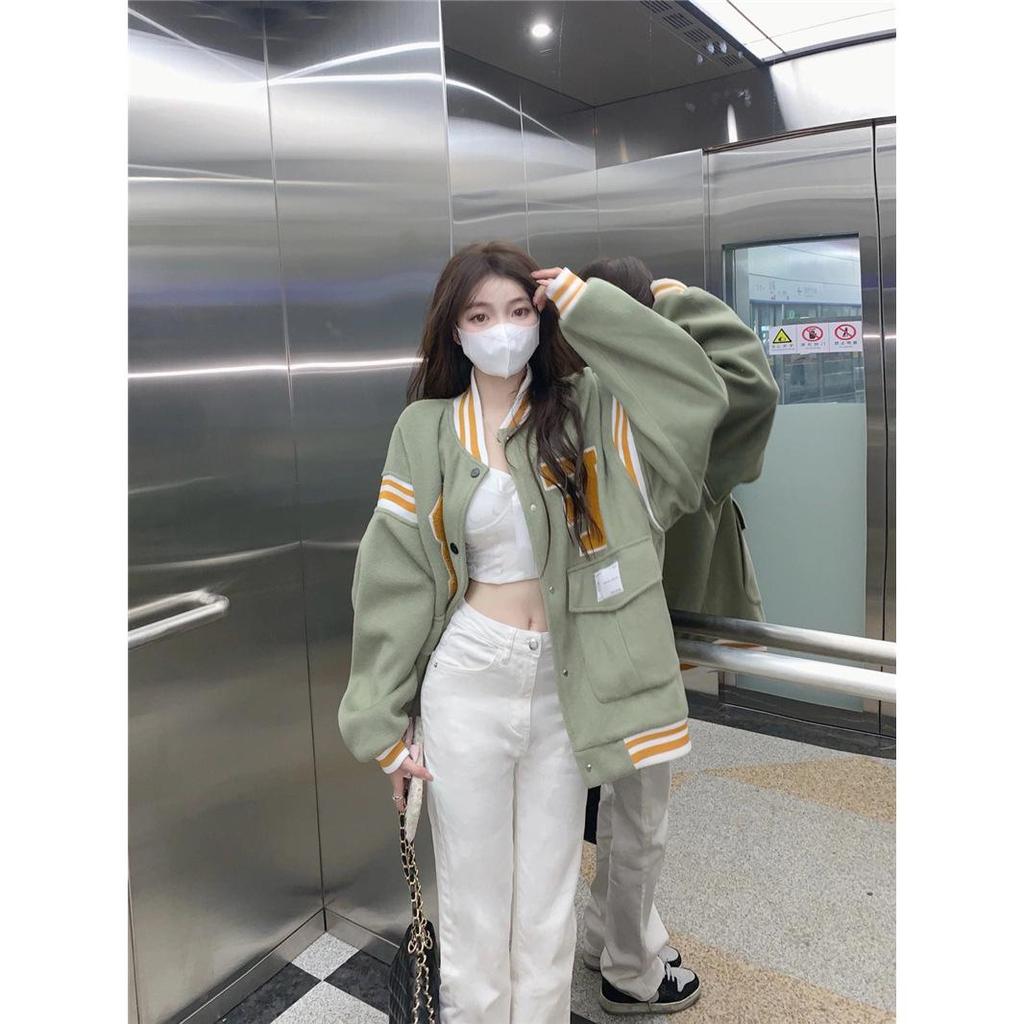Embroidered American Baseball Jacket 2023: Women's Spring/Autumn Loose Fit Outerwear with Versatile Design
