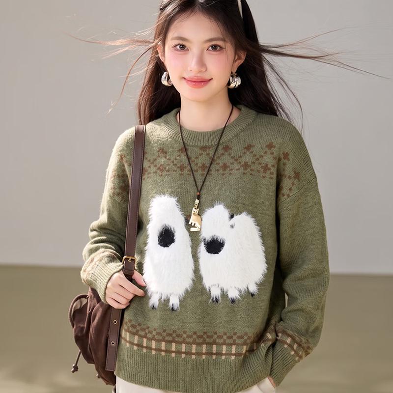 ZOSOUL Cute Cartoon Sheep Knit Sweater