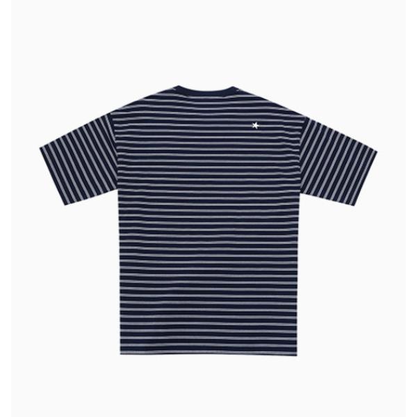 Converse Men woMen STripe Logo Loose FiT T shirT Navy Ucj690 695