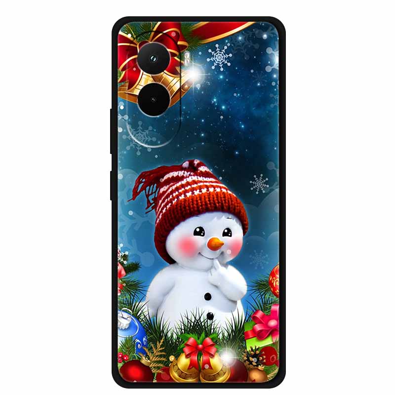 Christmas Phone Case For Poco M7 4G Case Christmas Tree Black Silicone Bumper For Xiaomi Poco M7 4G Cover PocoM7 Cartoon Coque