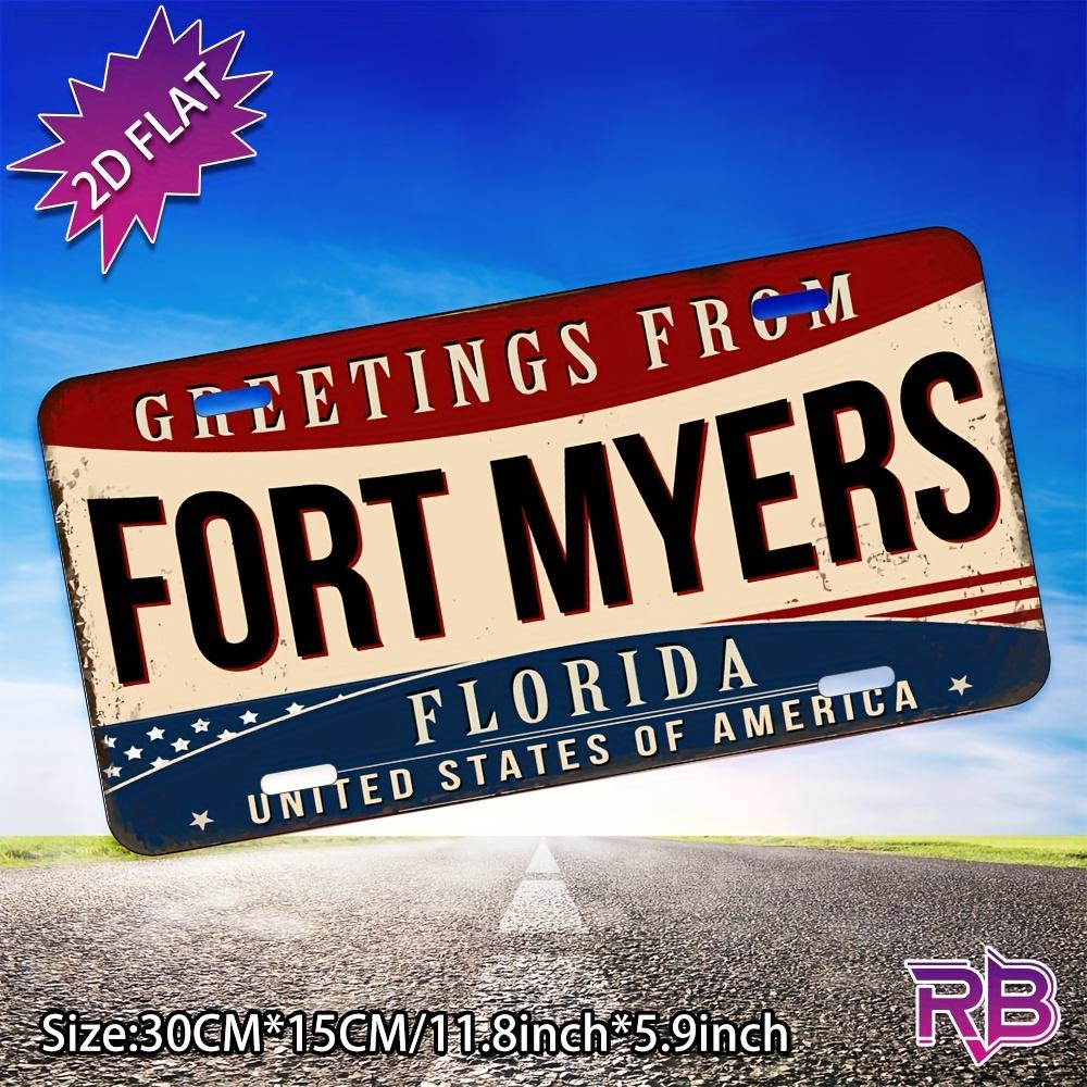 

Greetings from Fort Myers Florida USA Vintage D Flat Aluminum Tin Sign for Travel Car Wall Decor Bar Garage Man Cave 15x30cm(5.9x7.8inch)