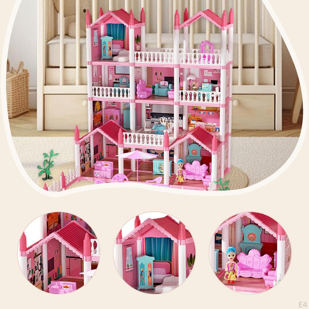 Puppenhaus-Spielset, Puppenhaus-Prinzessinnenvilla-Modell zum Selbstzusammenbau