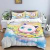 New Pokémon Jigglypuff print three-piece bedding set, including 1 duvet cover and 2 pillowcases, suitable for adults and childre