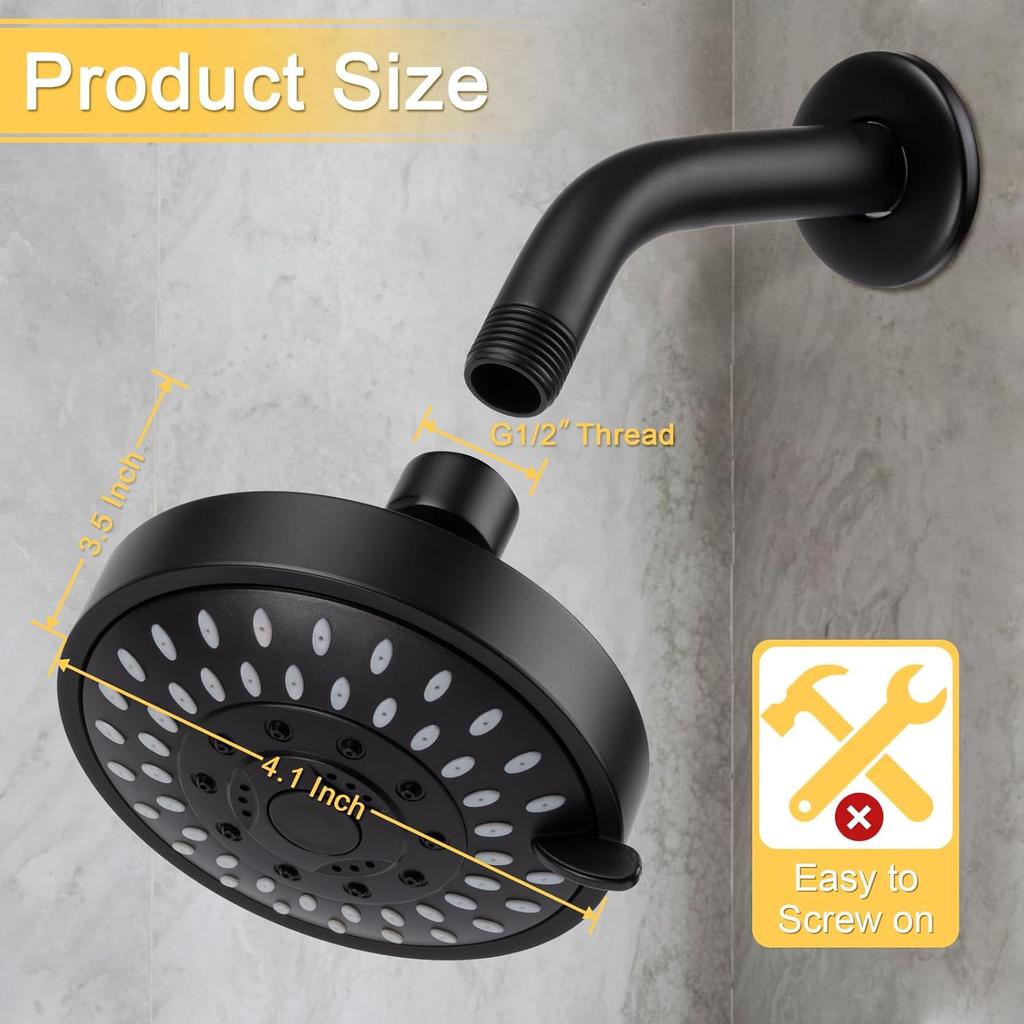 1pc High Pressure Shower Head, Bathroom Powerful Showerhead With Strong Spray, Small Silicone Nozzles, Universal Fit Works With