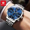 OLEVS Luxury Quartz Watch For Men Roman Scale Moon Phase Chronograph Man Watches Waterproof Luminous Calendar Wrist Watch