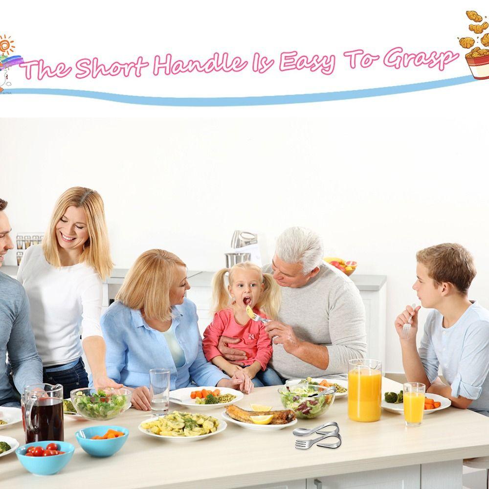 Zakřivená rukojeť Roztomilá tréninková lžíce vidlička Nerezová ocel Dětský příborový set Salát