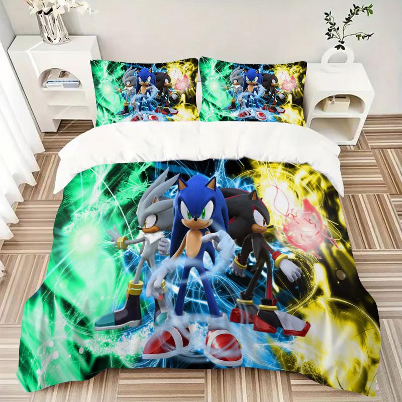 Sonic Heroes Adventure Print 3Pcs Bedding Setduvet Cover With 2 Bedropillowcase Home Birthday Gift