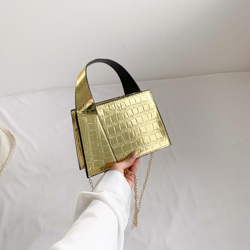 Trendy Chic Small Square Shoulder Bag For Women In Stylish Pink And Gold Options