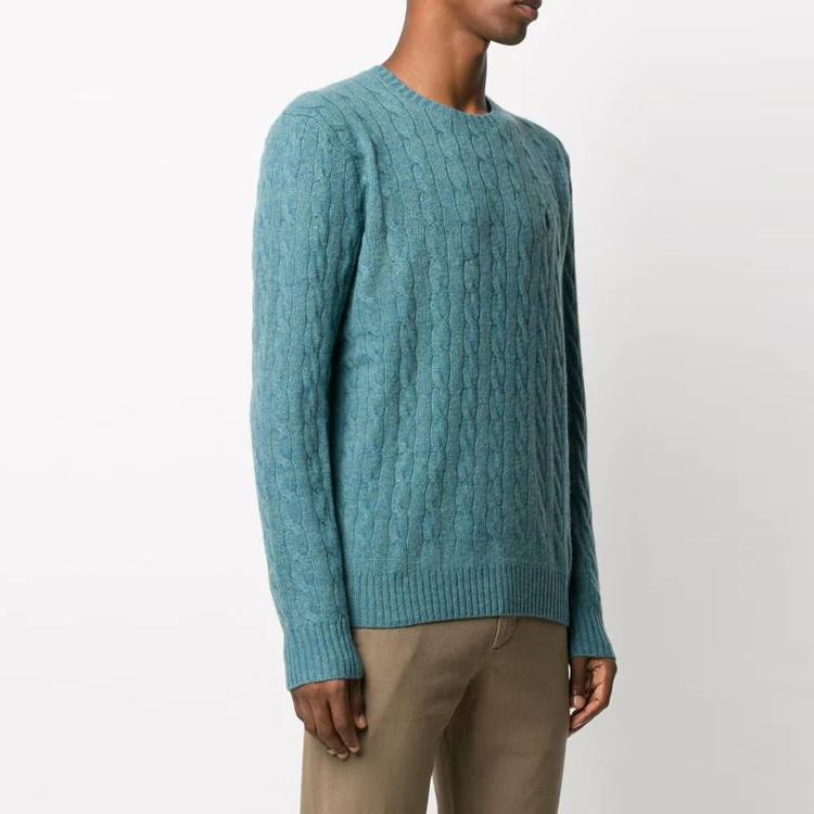 Polo Ralph Lauren FW21 Logo Embroidered Solid Color Cable Knit Sweater Men sweater Blue 710719546-029