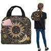 Boho Golden Crescent Moon And Sun Witch Insulated Lunch Bag for Women Children Portable Food Boxes Thermal Lunch Box Tote
