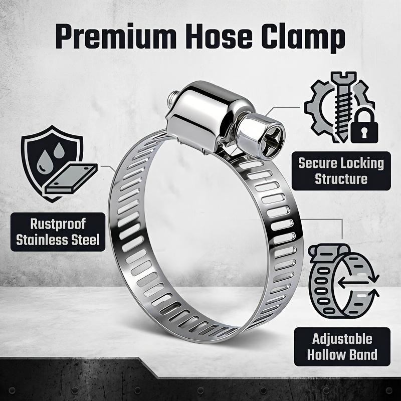 25Pcs Adjustable Stainless Steel Hose Clamps Assortment Kit, Worm Gear Pipe, Fuel LineHeavy Duty for Plumbing, Washing Machine