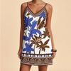 2026 Summer Fashion Casual Spaghetti Strap Printed V-Neck Slim Fit Dress for Women