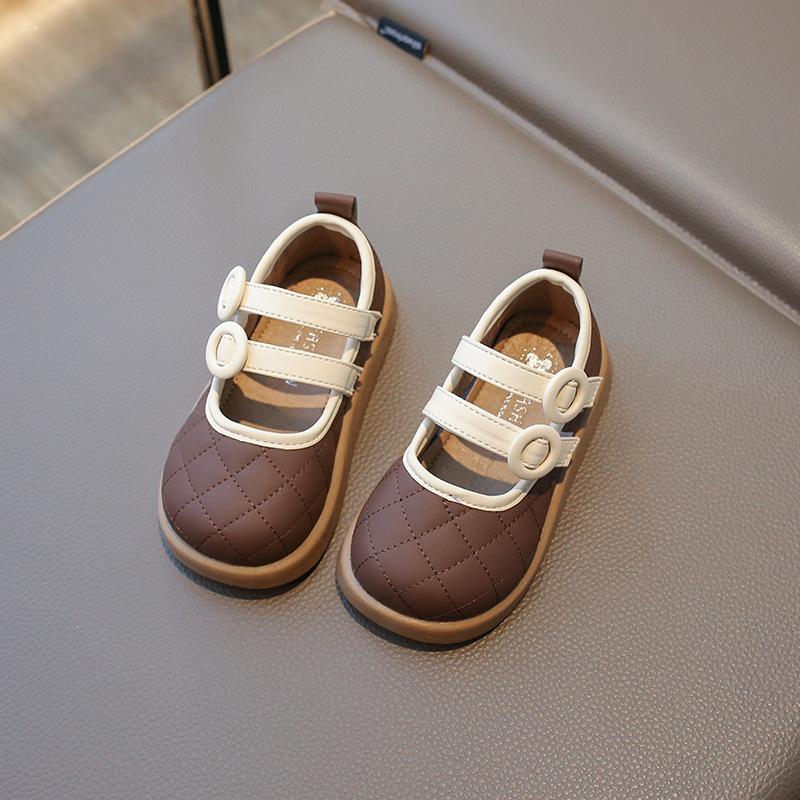 2024 Children's Leather Shoes for Girls Spring Autumn Patchwork Toddlers Casual Shoes Fashion Versatile Kids School Single Shoes