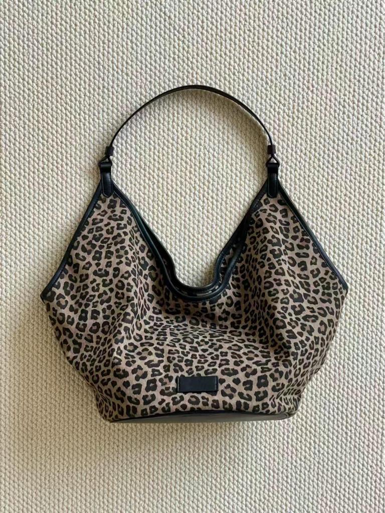 2025 Leopard Print Canvas Tote: Fashionable, Large-Capacity Shoulder Bag for Versatile Outings