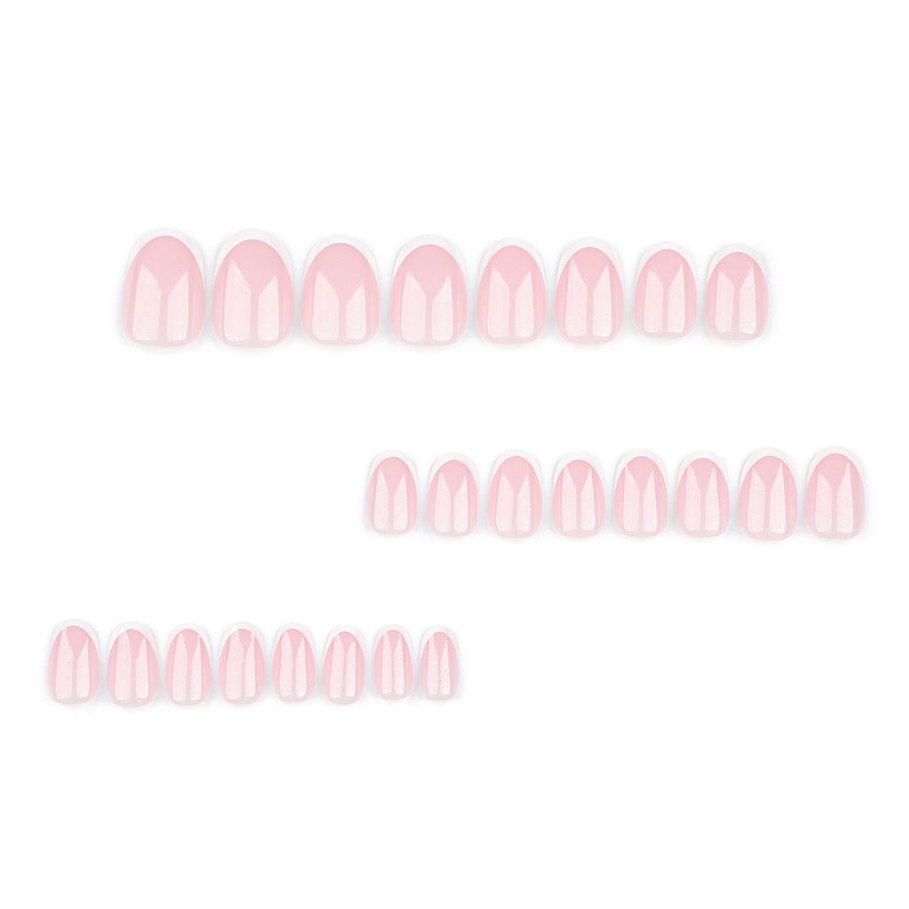 24 Pieces Classic French Wear Nail Short Short Round Nail Art Naked Powder Wear False Nail Removable Nail Pad