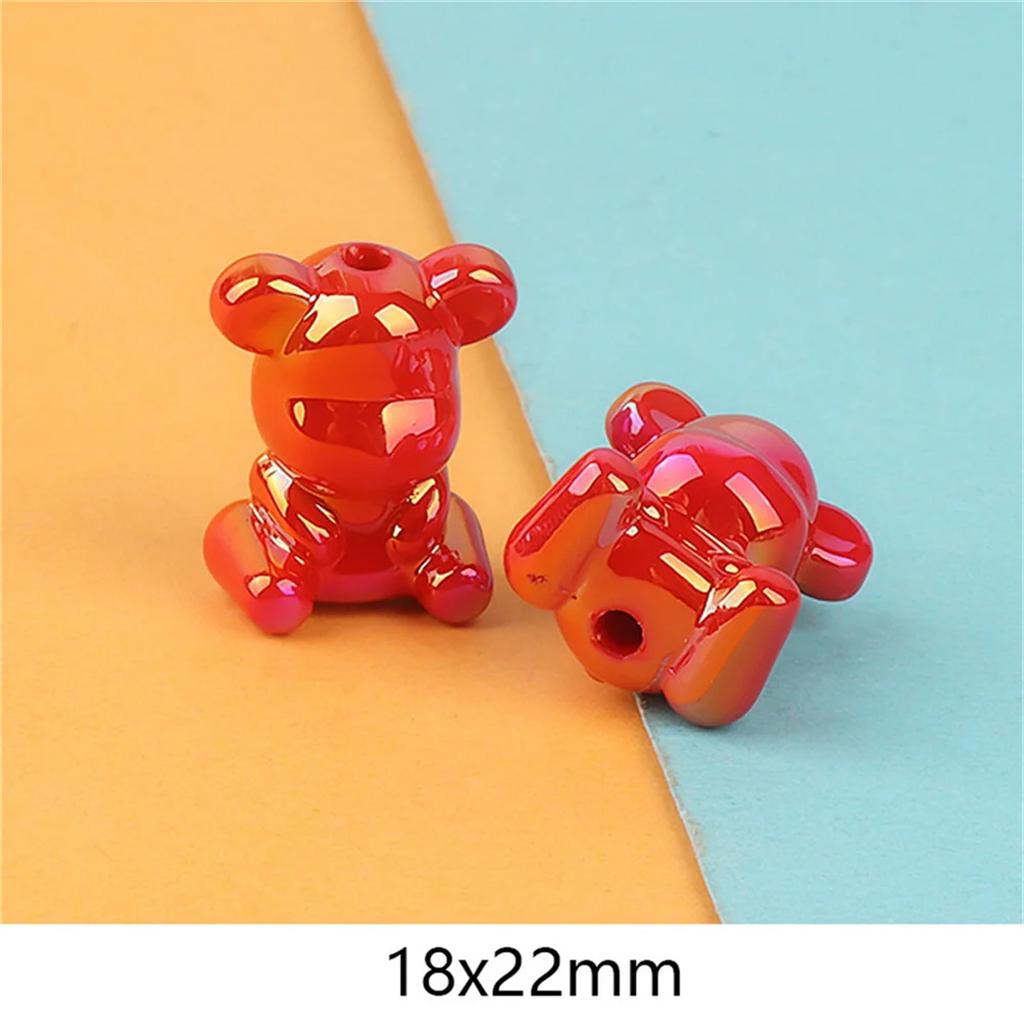 CH73 5Pcs Bear Strawberry Beads Beautiful Multicolor Beads Handmade Diy Necklace Bracelet Jewelry Handmade Beads Accessories