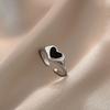 Punk Retro Black Love Ring Set Light Luxury Minority Exquisite Hiphop Ring Fashion Ring Female Couple Index Finger Ring