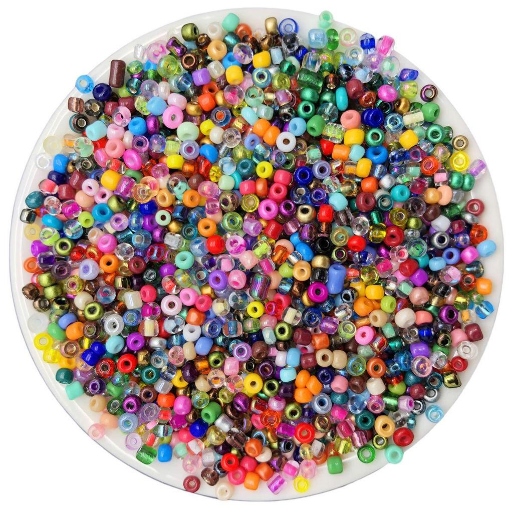 Solid Color 2/3/4mm Glass Seed Beads, Silver Lined, Dyed AB Cream, Round for Handmade Beading & Bracelets.