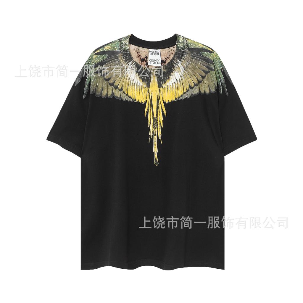Summer Men's and Women's Same Fashion Trend T-shirt Personalized Trend Wing Printing Comfortable and Simple